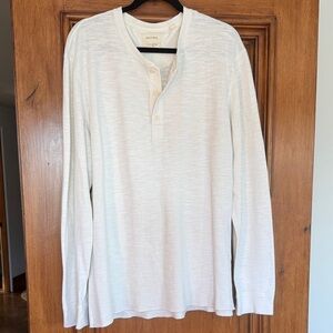 Billy Reid Men's Cream Long Sleeve Henley